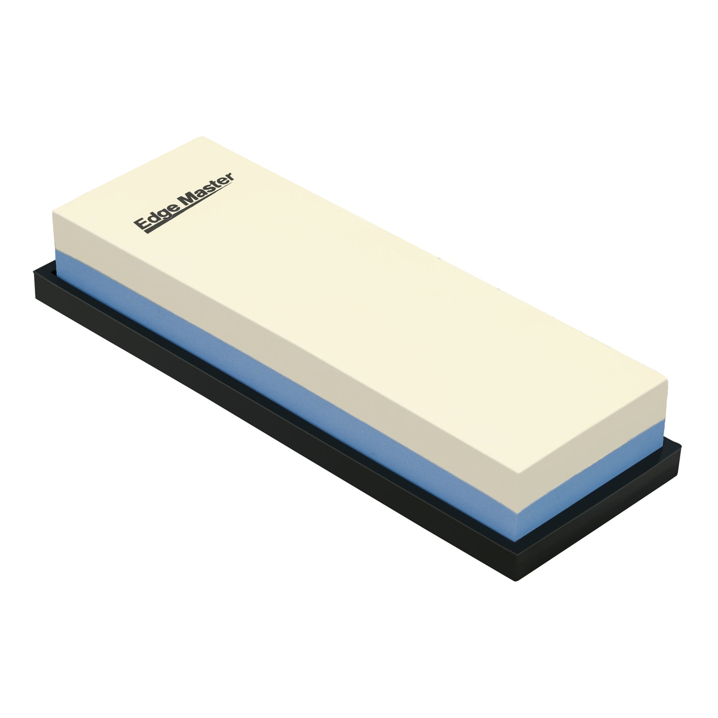 Edge Master combination whetstone with cream abrasive block and blue side on dark base