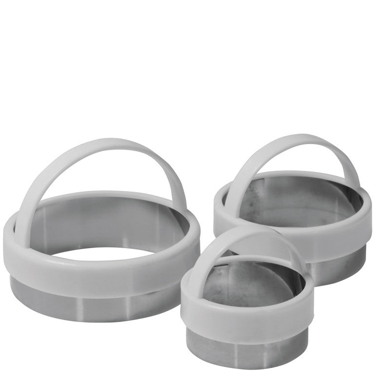 Set of 3 Straight Edge Cookie Cutters With White Plastic Handle