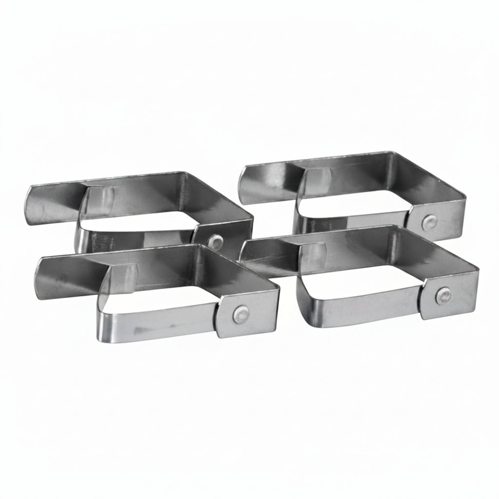 Table cloth clips, metal silver-gray with screw fasteners