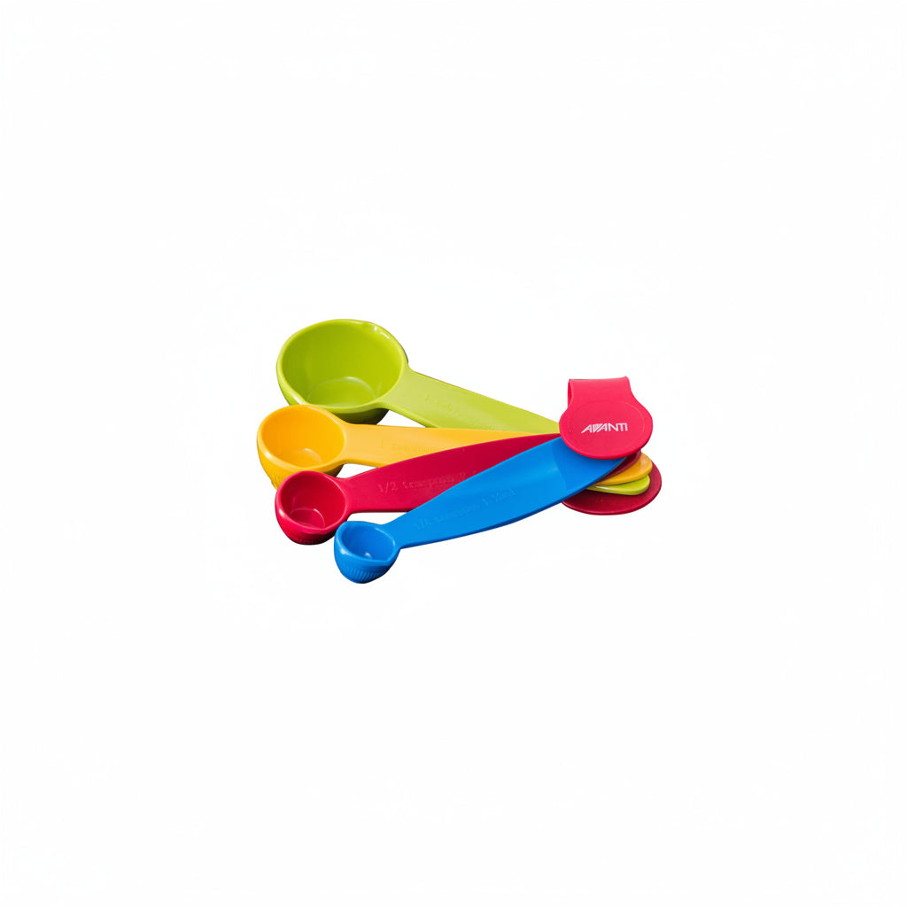 Ribbed melamine measuring spoon set, assorted bright colors