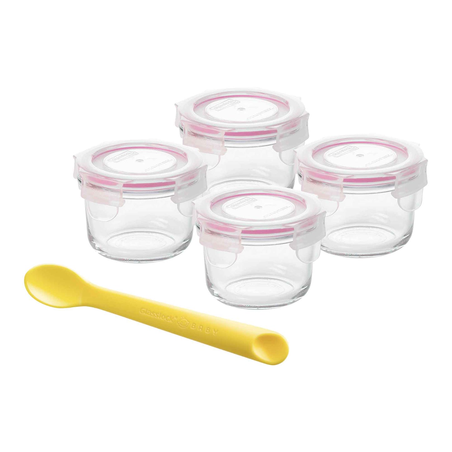 Glasslock 5 Piece Baby Food Container Set, with Silicone Spoon