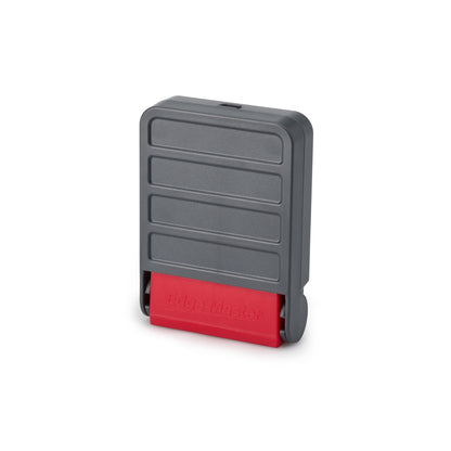 Diamond claw sharpener case with red clamp and ribbed dark-gray lid