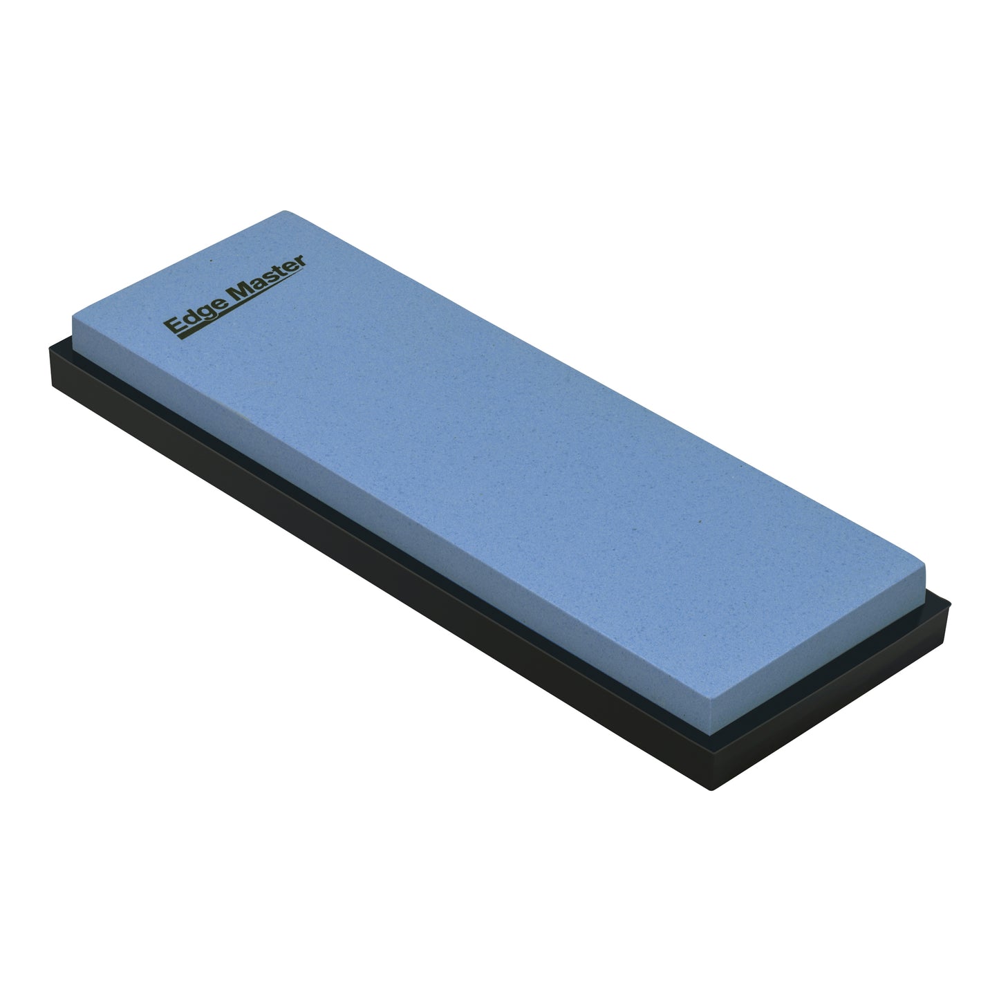 Blue whetstone sharpening stone with black base, Edge Master logo