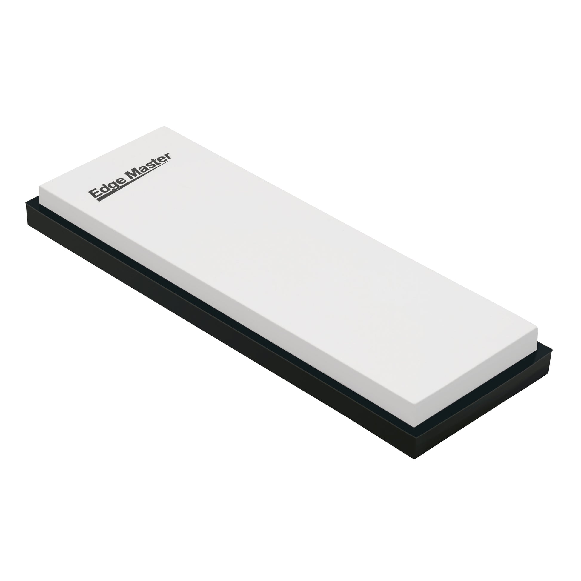 Edge Master whetstone, rectangular white sharpening stone with dark base
