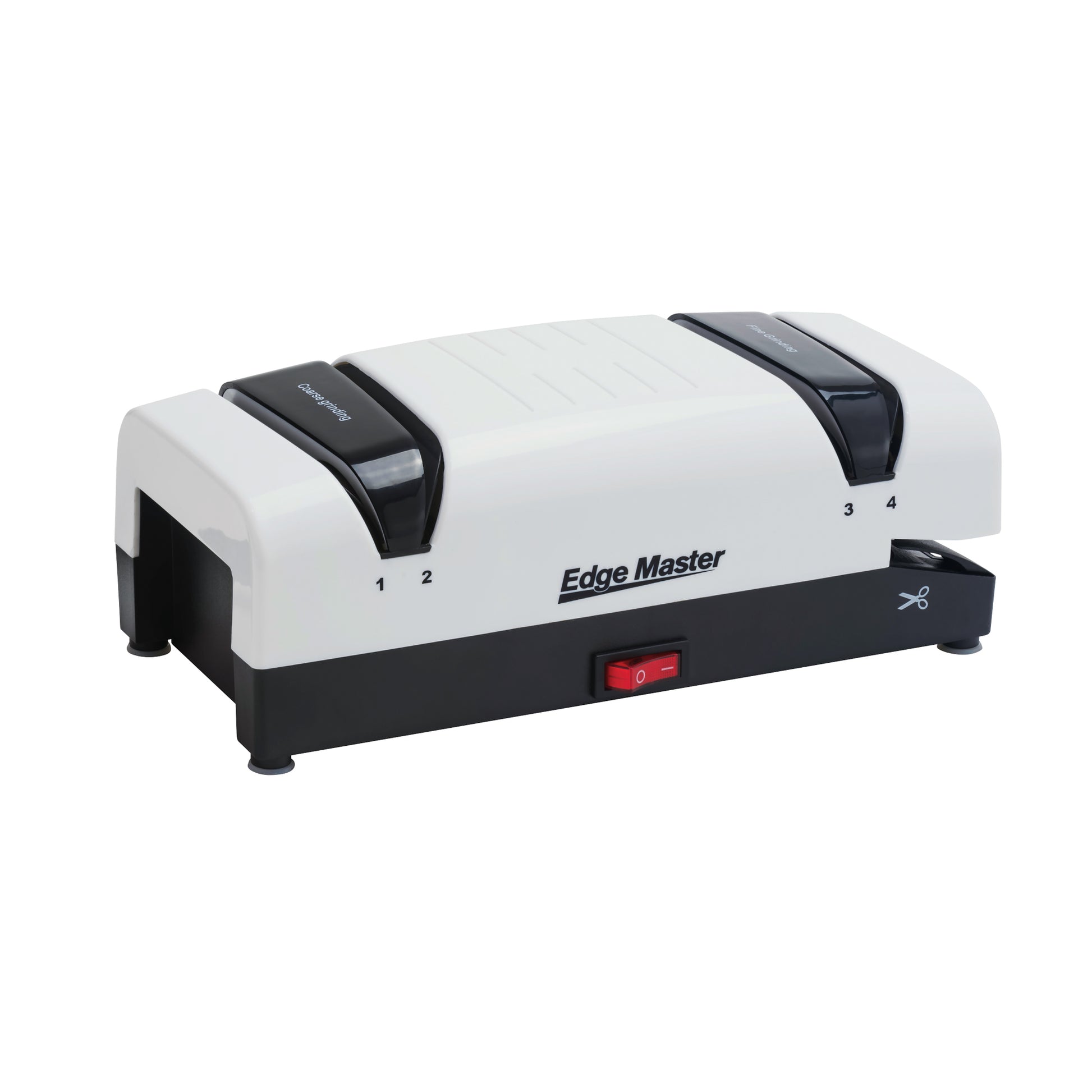 2-stage electric knife sharpener with Edge Master branding and numbered sharpening settings
