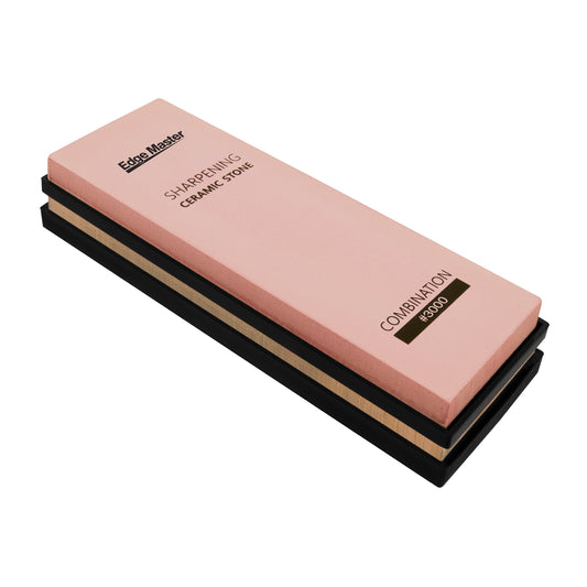 Ceramic combination whetstone block, pink with black base layers