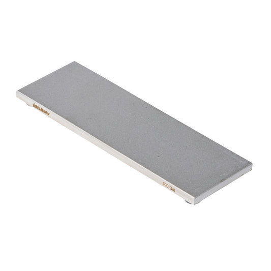 Gray rectangular diamond-plate metal sheet with beveled edges