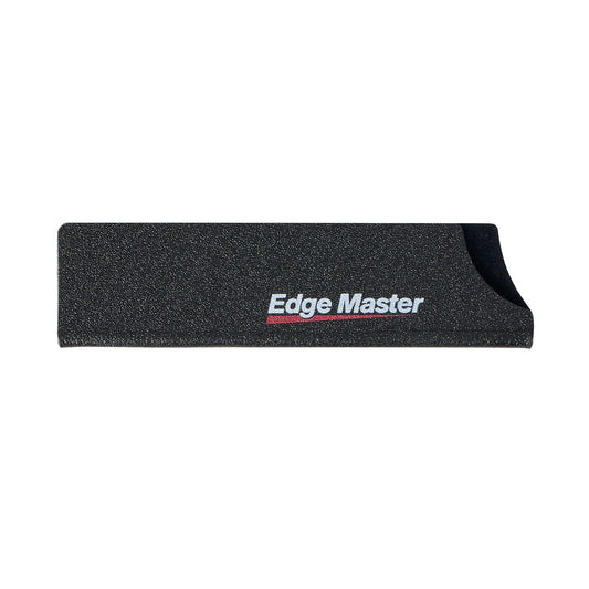 Knife guard with curved black end, Edge Master logo on textured surface