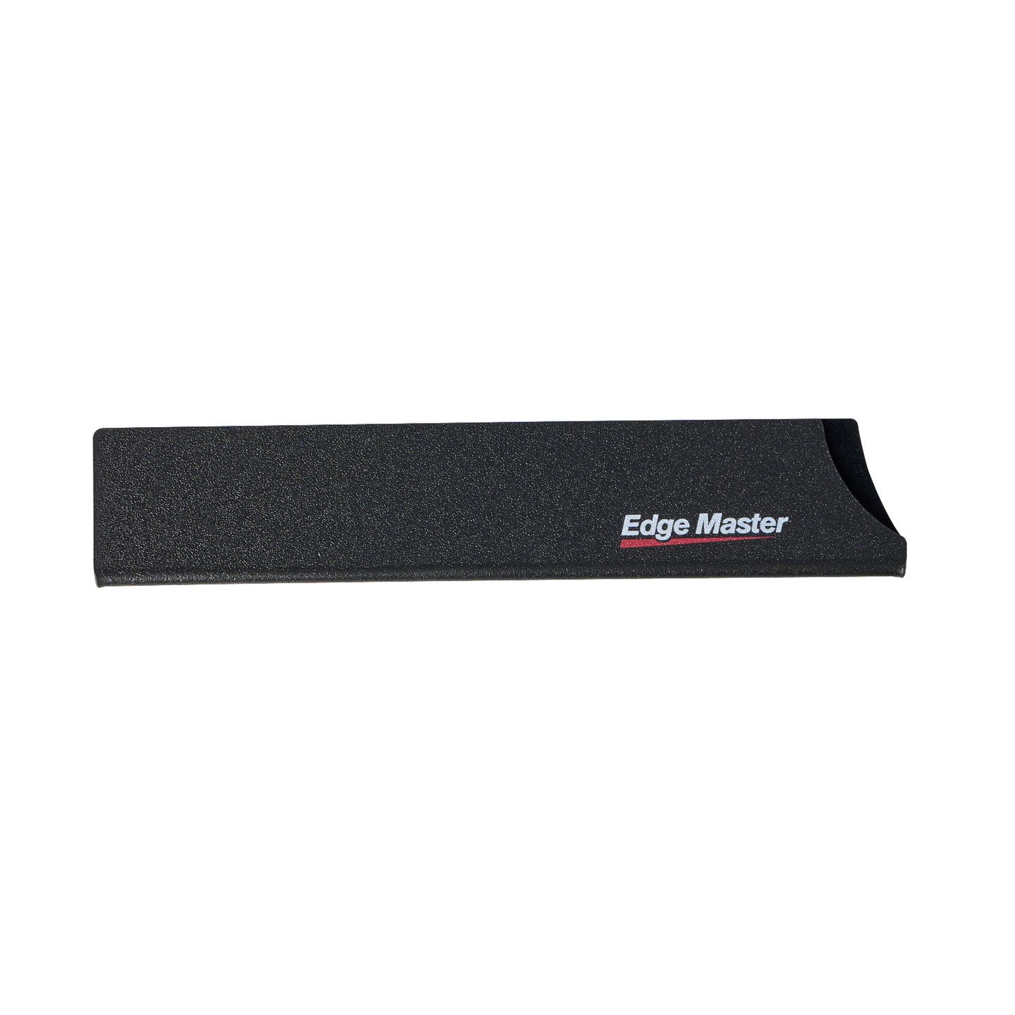 Knife guard in dark textured material with Edge Master logo, angled view