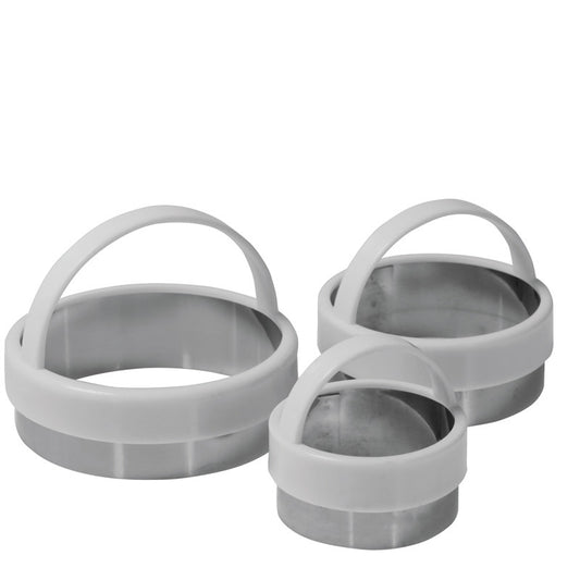 Set of 3 Straight Edge Cookie Cutters With White Plastic Handle