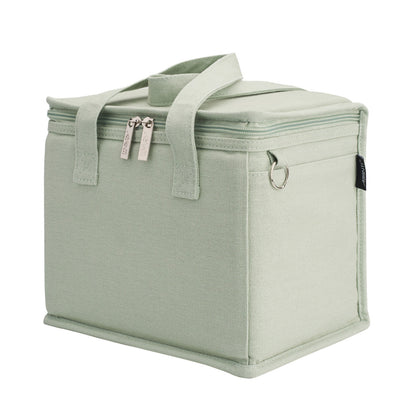 Canvas lunch bag, agave green with zippered top and carry handle