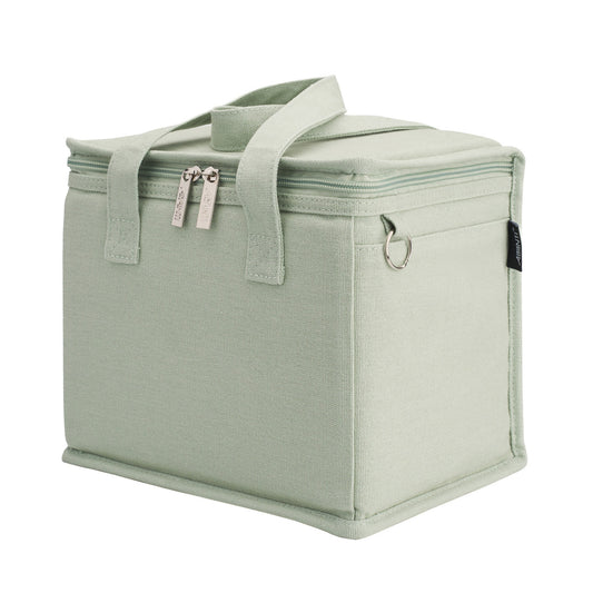Canvas lunch bag, agave green with zippered top and carry handle