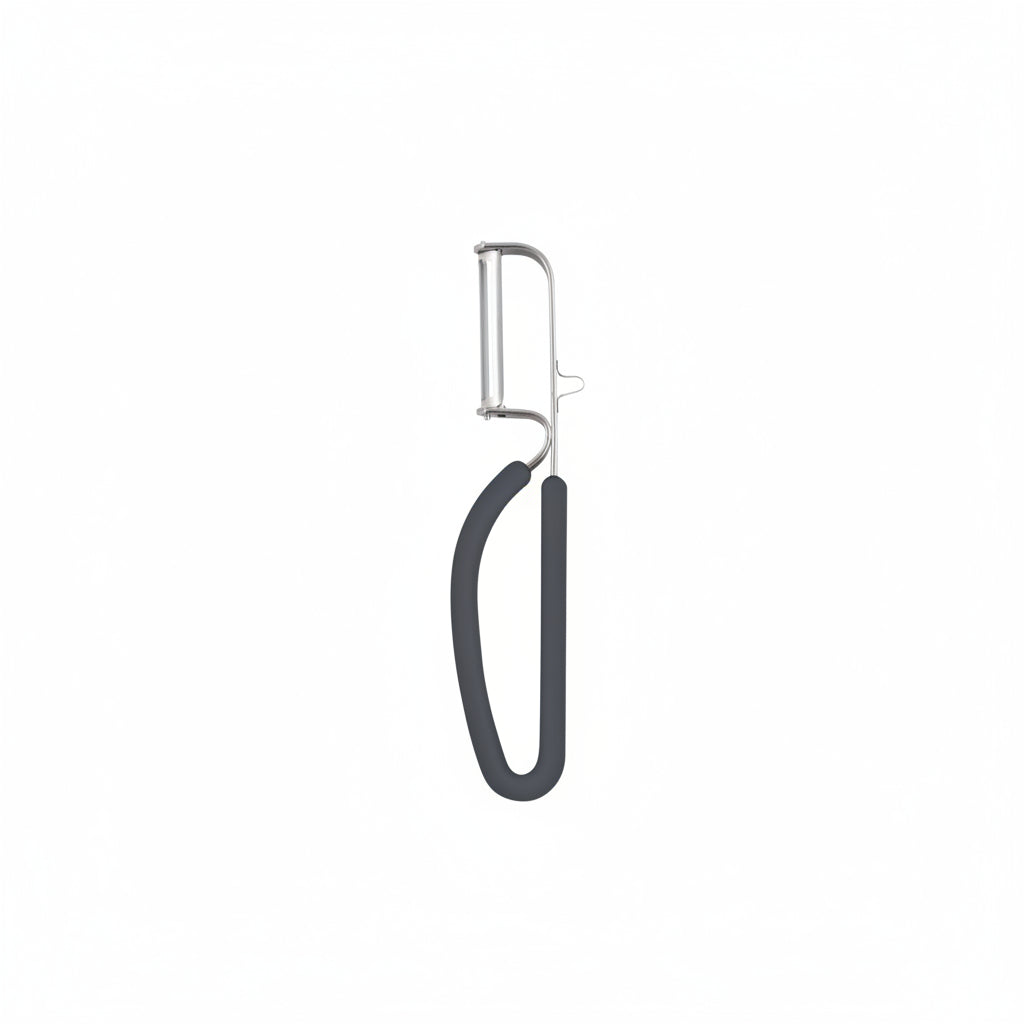 Peeler with black handle on a white background