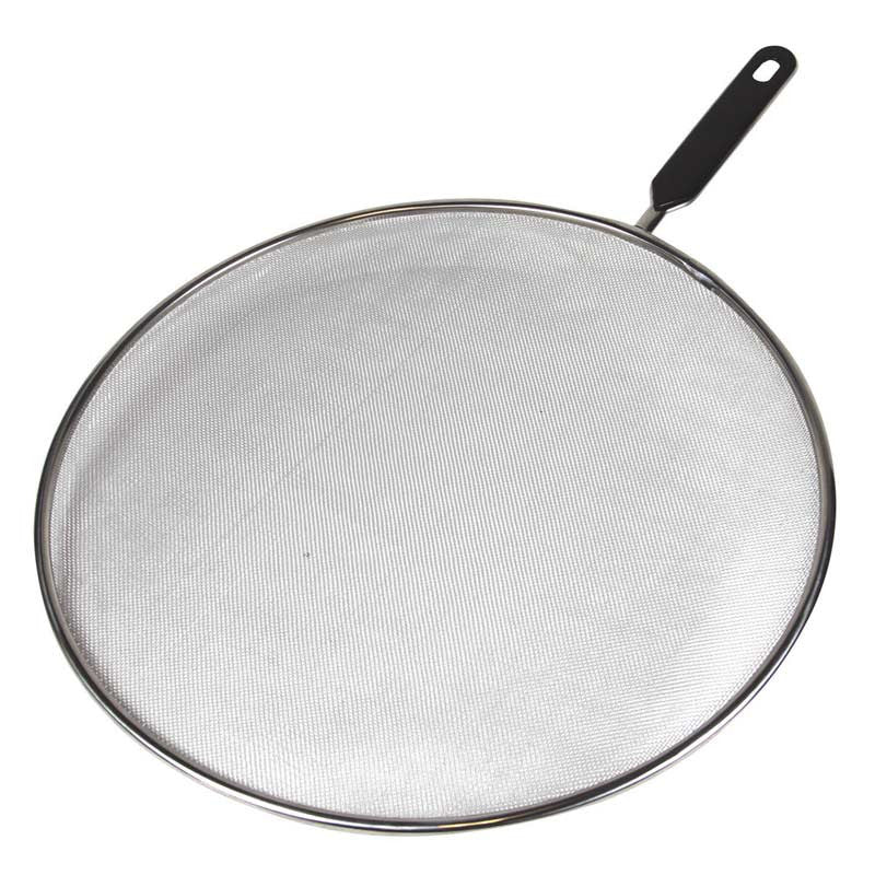 Splatter Screen - 33cm - Stainless Steel With Black Plastic Handle