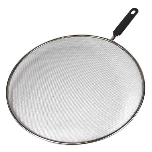 Splatter Screen - 33cm - Stainless Steel With Black Plastic Handle