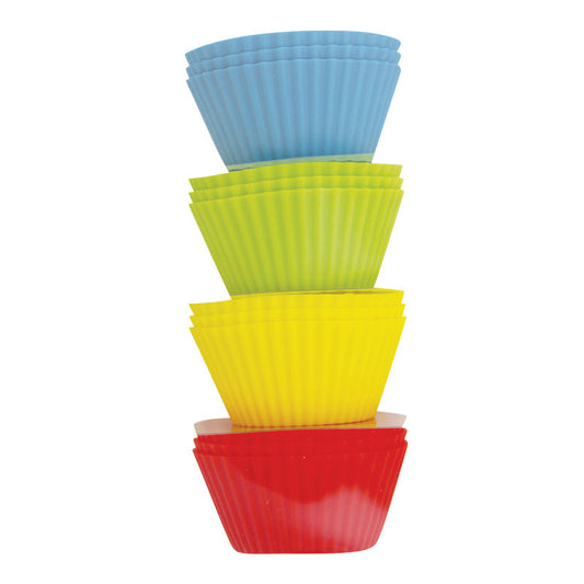 Silicone Cupcake Cups 12 Piece Set - Red/Blue/Green/Yellow
