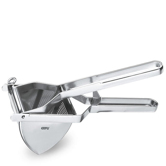 DAS ORIGINAL potato press, stainless steel body with GEFU logo