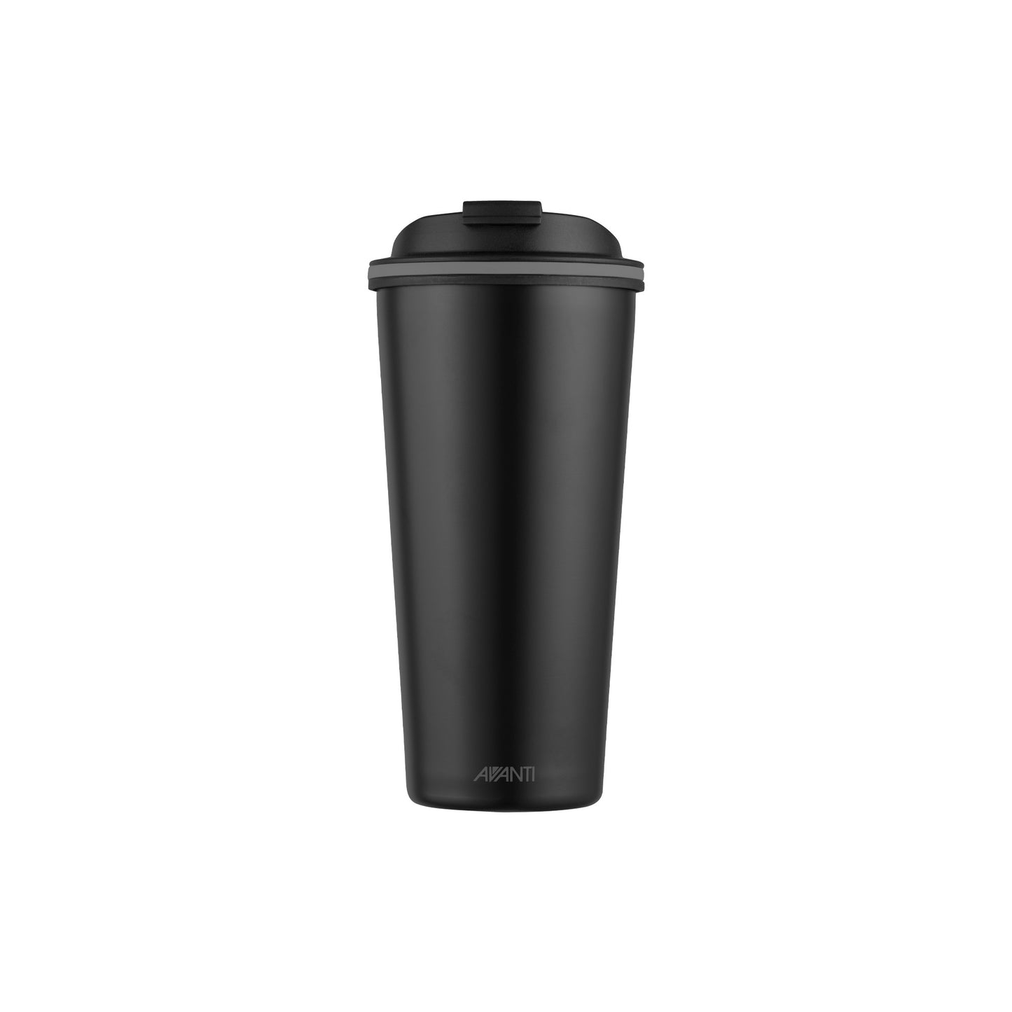 473ml double wall insulated cup, black, black lid, AVANTI logo