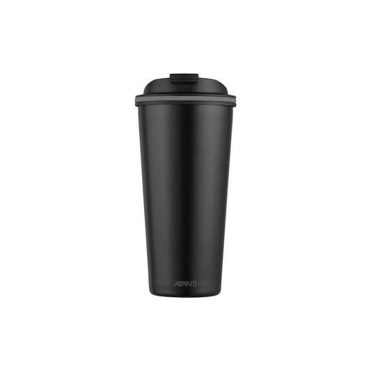 473ml double wall insulated cup, black, black lid, AVANTI logo