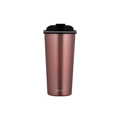 473ml double wall insulated cup, rose gold, black lid, AVANTI logo
