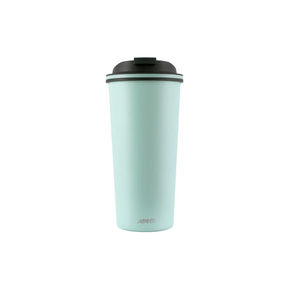 473ml double wall insulated cup, mint green, black lid, AVANTI logo