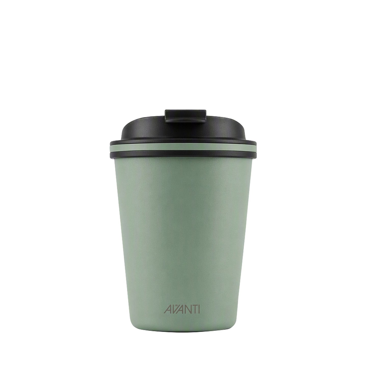Double wall insulated cup, 236ml, mint green with black lid and AVANTI logo