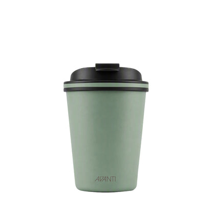 Double wall insulated cup, 236ml, mint green with black lid and AVANTI logo