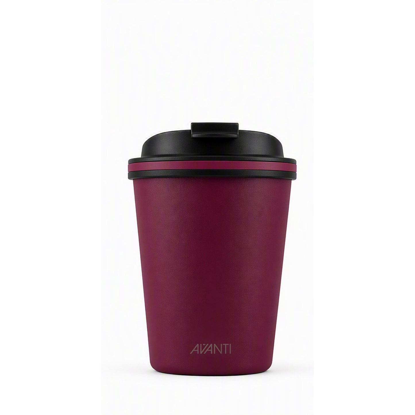 Double wall insulated cup, 236ml, plum with black lid and AVANTI logo