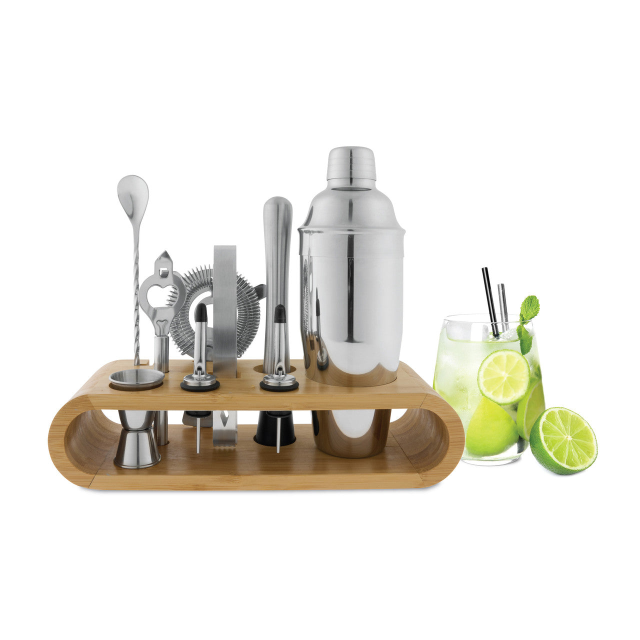 Bar Set with Bamboo Stand