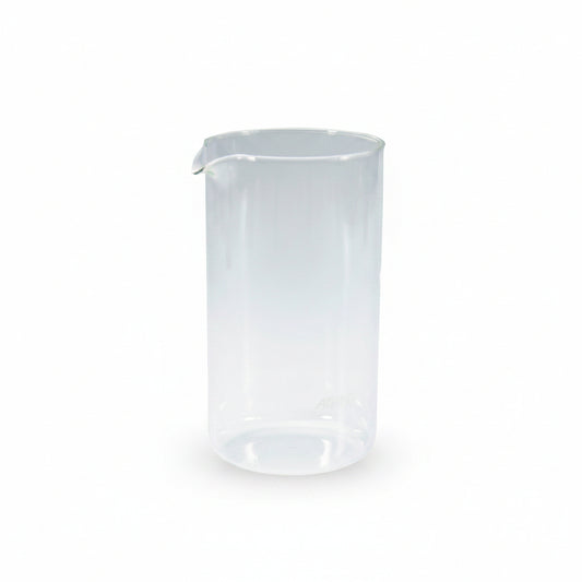 Clear glass beaker on a white background
