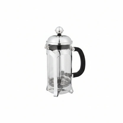French press coffee maker on a white background