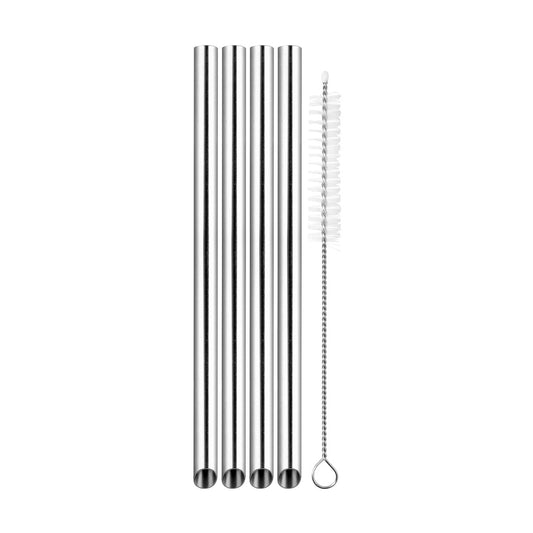 Stainless steel bubble tea straws set of 4 with cleaning brush