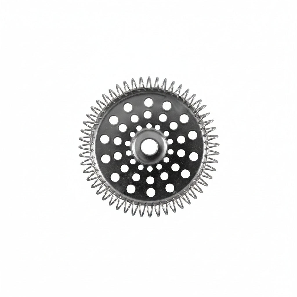 Gear with a black and silver design on a white background