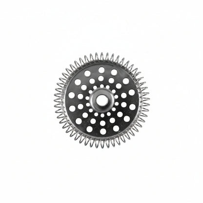 Gear with a black and silver design on a white background