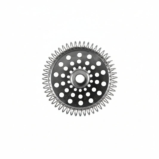 Gear with a black and silver design on a white background