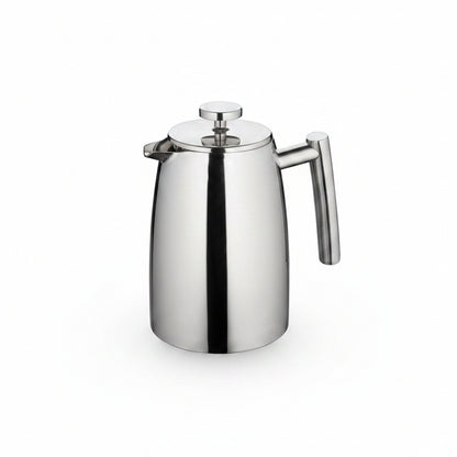 Stainless steel teapot on a white background