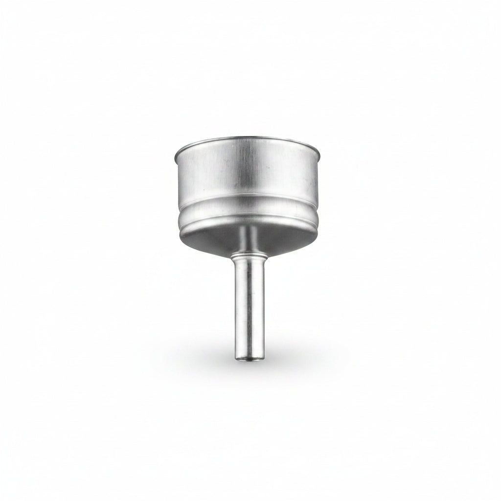 Metallic funnel on a white background