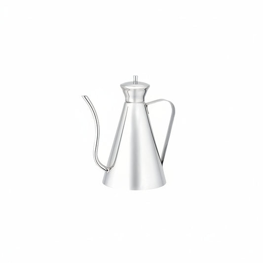 Silver oil dispenser on a white background