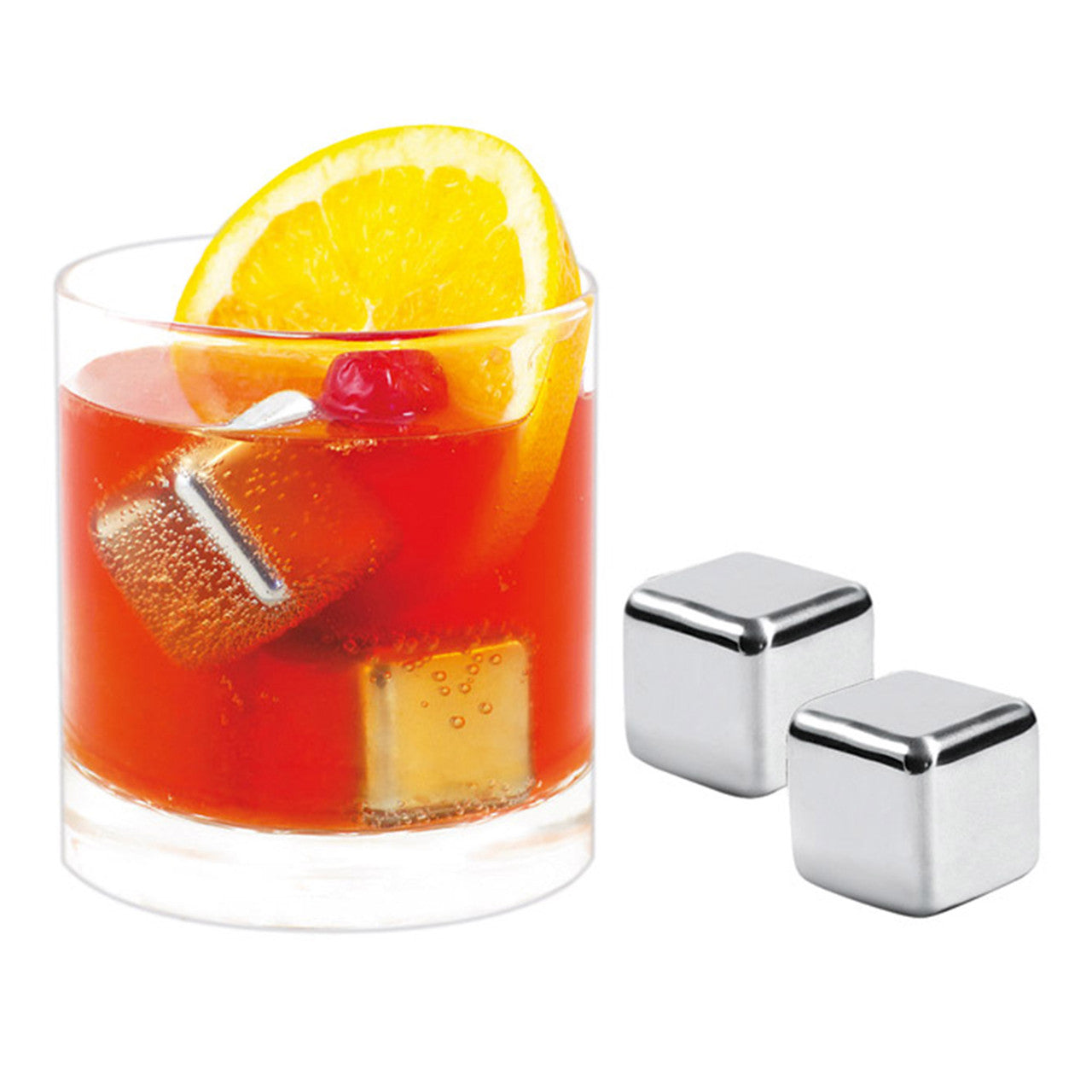 Stainless Steel Ice Cube Set, With Velvet Pouch and Box
