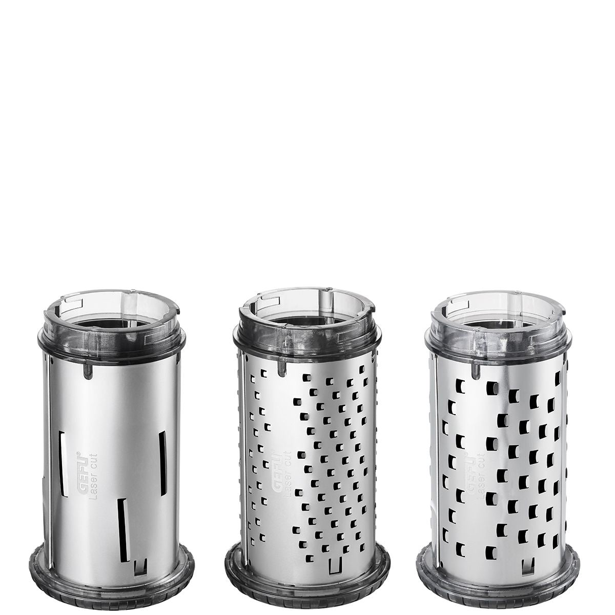 RULLARE rotary grater interchangeable drum set with different shredding hole patterns