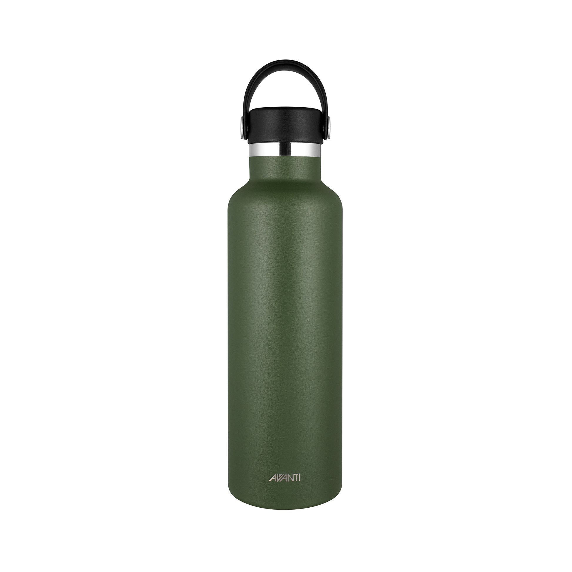 HydroPlus insulated bottle in khaki green with carry handle and flip lid