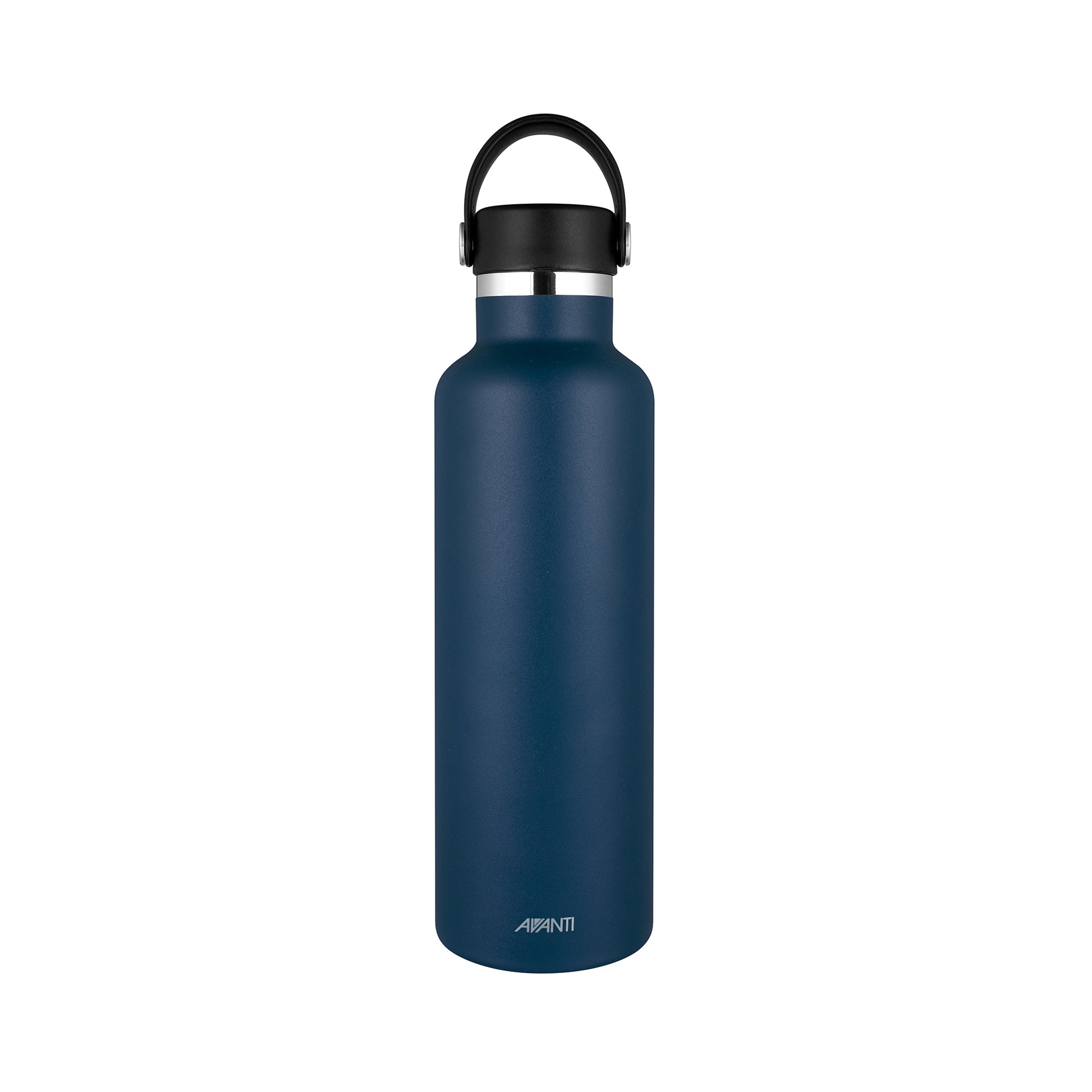 HydroPlus insulated bottle in navy blue with carry handle and flip lid