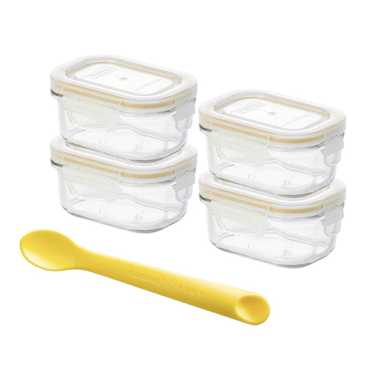Glasslock 5 Piece Baby Food Container Set, with Silicone Spoon