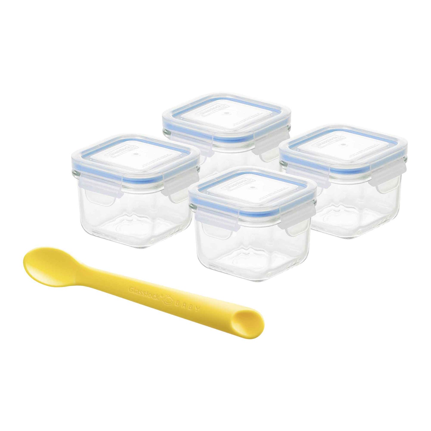 Glasslock 5 Piece Baby Food Container Set, with Silicone Spoon