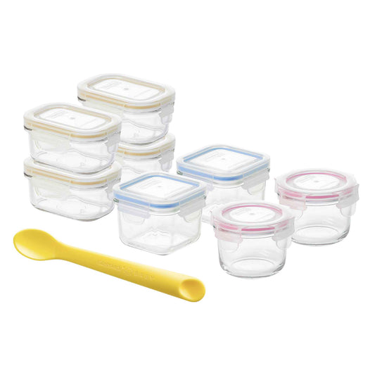 Glasslock 9 Piece Baby Food Container Set with Silicone Spoon
