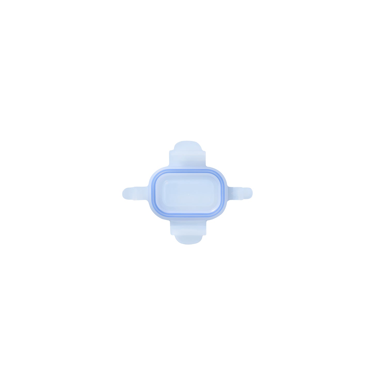 Rectangular replacement lid with light-blue silicone frame and clear center window