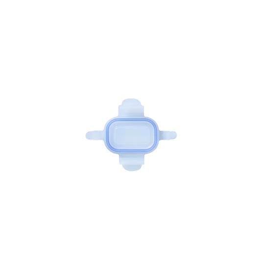 Rectangular replacement lid with light-blue silicone frame and clear center window
