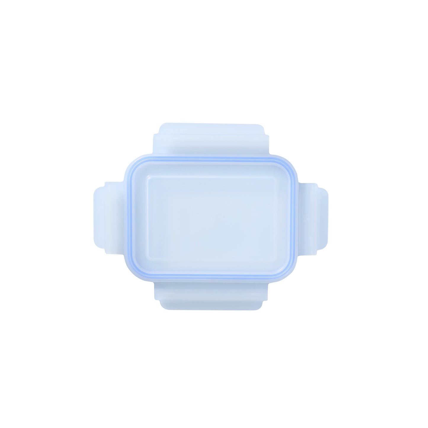 Rectangular replacement lid with light-blue silicone handles and clear center panel