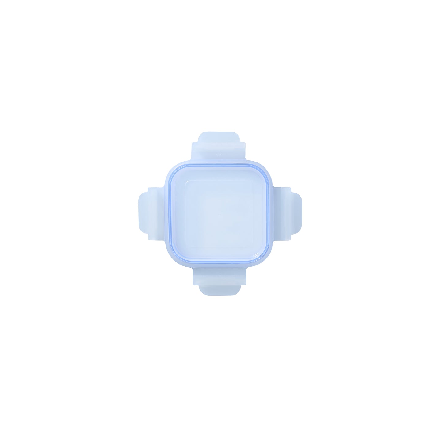 Square replacement storage lid with secure clips, light blue translucent