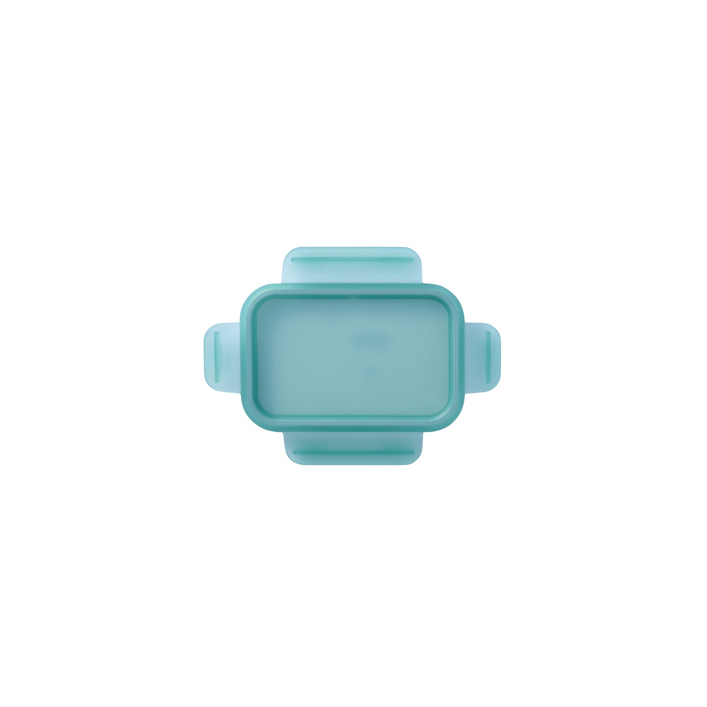Translucent teal rectangle replacement lid with side grip tabs